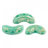Les perles par Puca® Arcos beads Opaque green turquoise splash 63130/94401